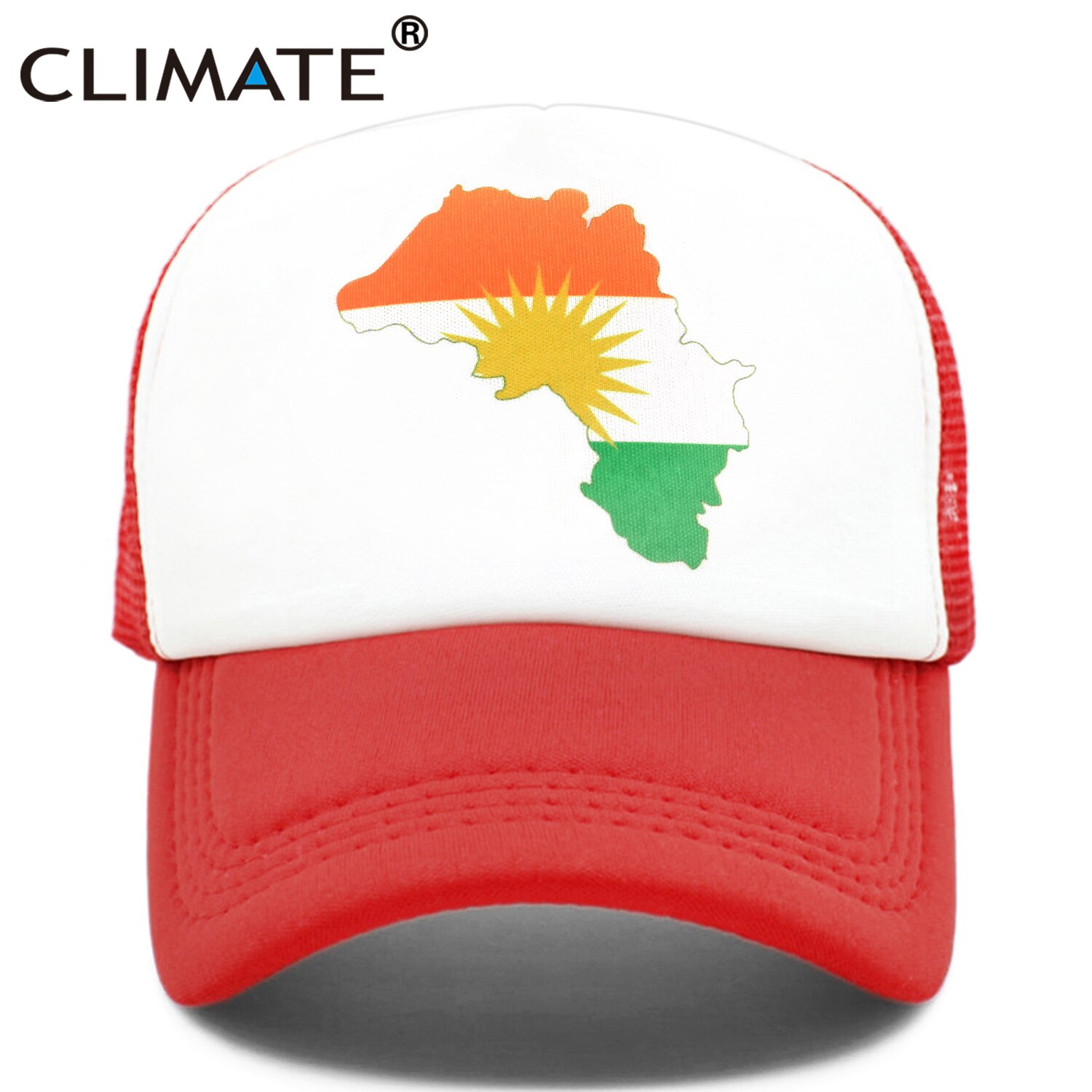 Clima Kurd Kurdistan Cap Kurds kurdistan Flag Map Trucker Cap verde all&#39;aperto Sport cappello Cap Cool Summer Mesh Cap uomo donna bambino: Red Cap / Kid 52to55cm head