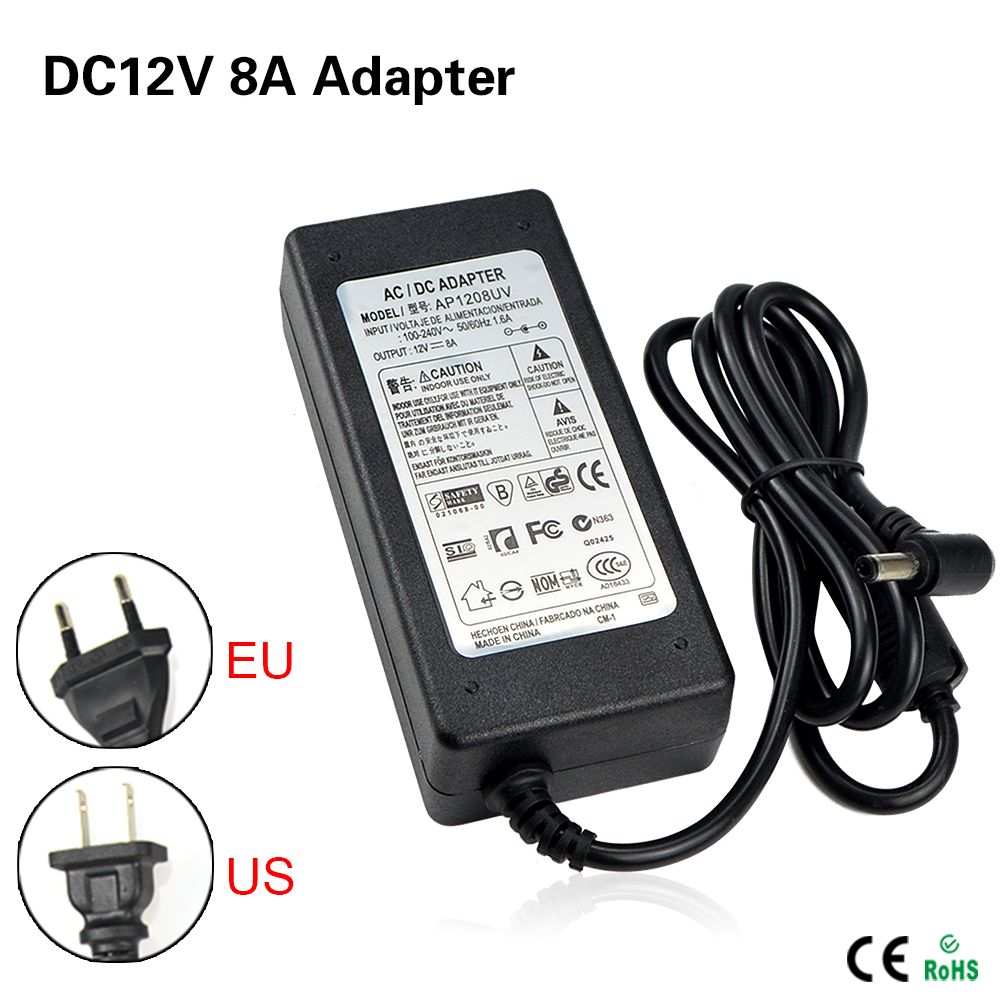 Virtalähde 12V 5A EU-pistoke 100-240V AC - DC 5.5x2.1mm Sovitin CCTV-kameralle