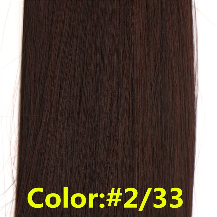 Feibin clip in hair extensions syntetisk hår 22 tommer 55cm langt lige hårstykke varmebestandigt  c46: 2/33#