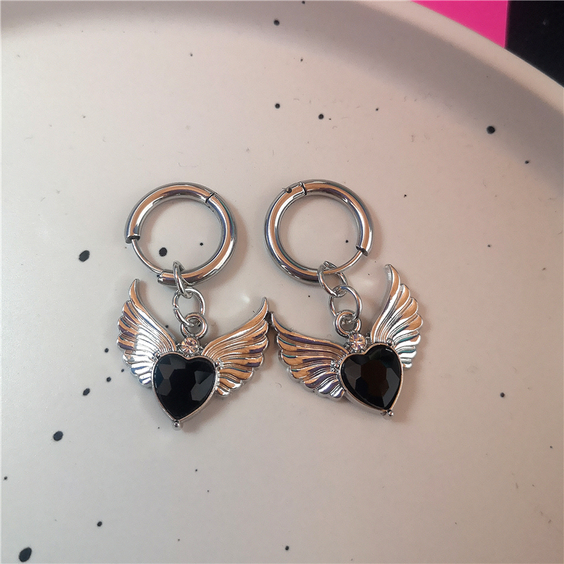 Gothic Jahrgang süße Schleife rosa Erdbeere Herz Stern Anhänger Ohrringe Egirl gotisch 2000er Jahre Y2K EMO Rave Schmuck Szene Zubehör: Hellgelb Gold Farbe