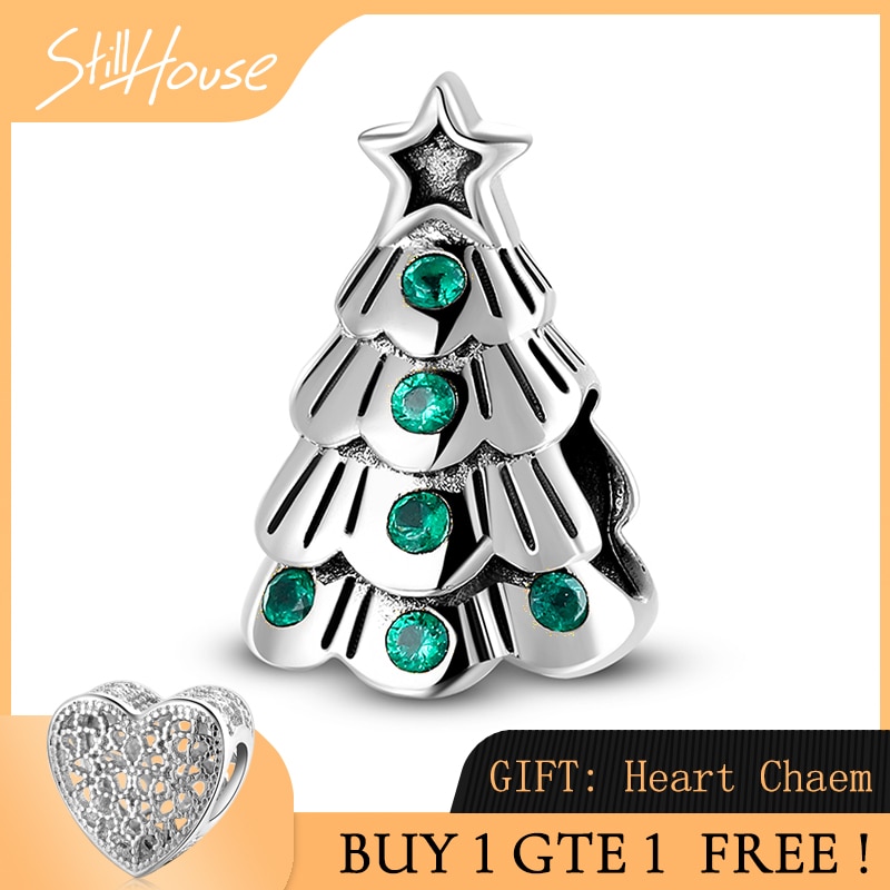 925 sølv juletræ med grønne perler charms passer til europæiske armbånd armringe jule sølv 925 fine smykker fremstilling