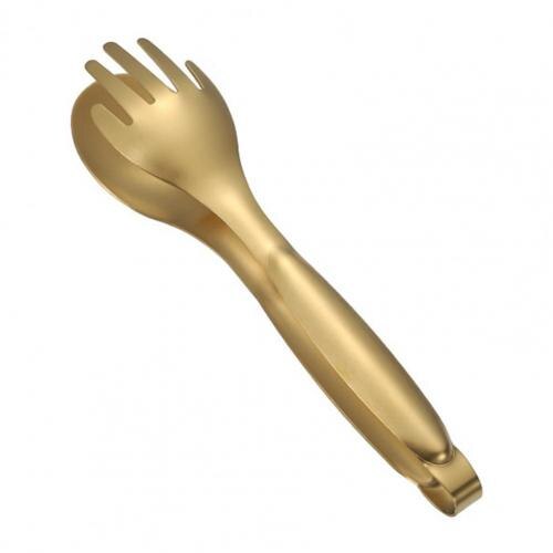 Food Clamp Ergonomic Kitchen Utensils 304 Stainless Steel BBQ Steak Buffet Clip for Kitchen Stainless steel food tongs: Golden