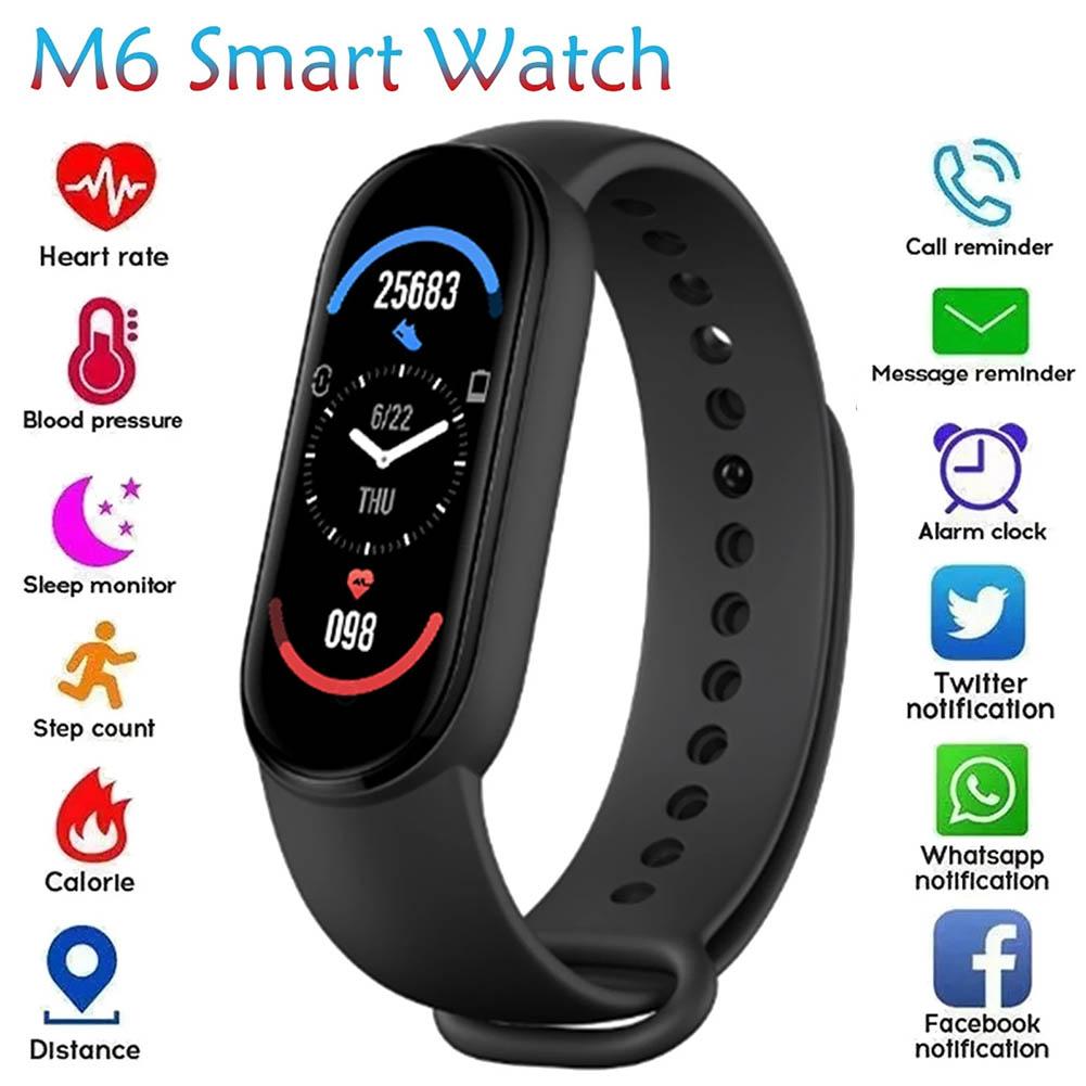 M6 Smart Horloge Armband Bloeddruk Slaap Gezondheid Monitoring Stappenteller Kleur Screen Sport Armband Touch Smart Horloge
