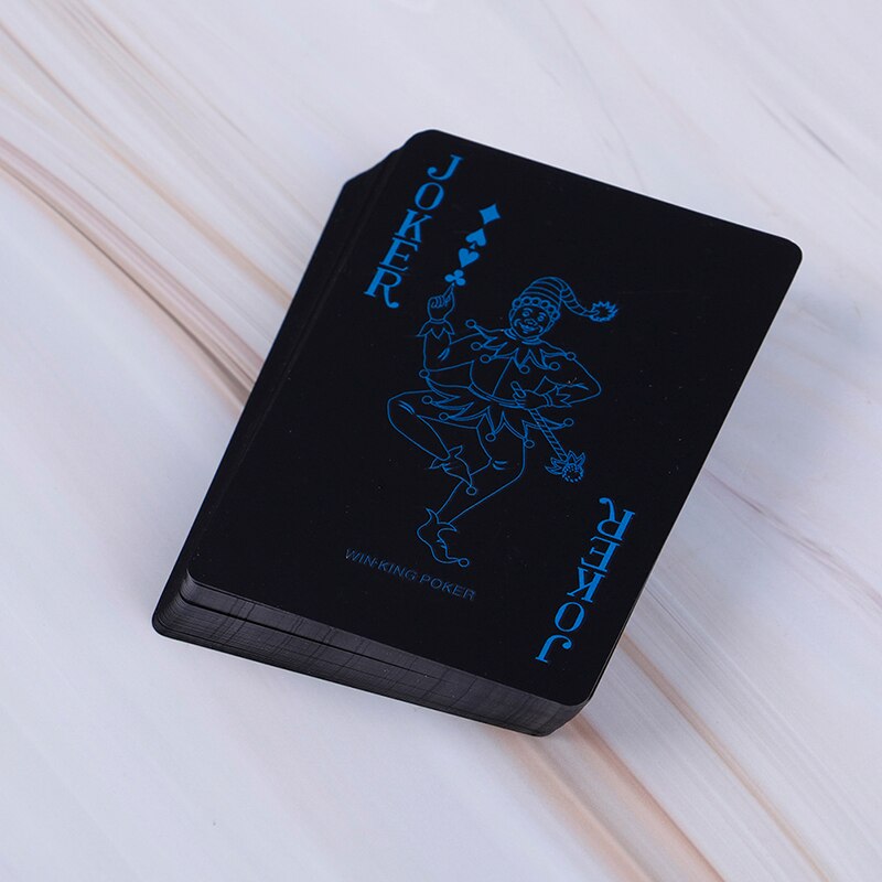 54 Stks/partij Waterdichte Pvc Plastic Speelkaarten Set Trend Deck Poker Classic Magic Trick Tool Pure Black Magic Box-Verpakt