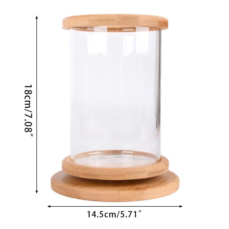 Mini pecera de escritorio con marco de bambú, kit de iniciación para pecera, giratoria Manual de 360 °, decoración perfecta para el hogar y la Oficina