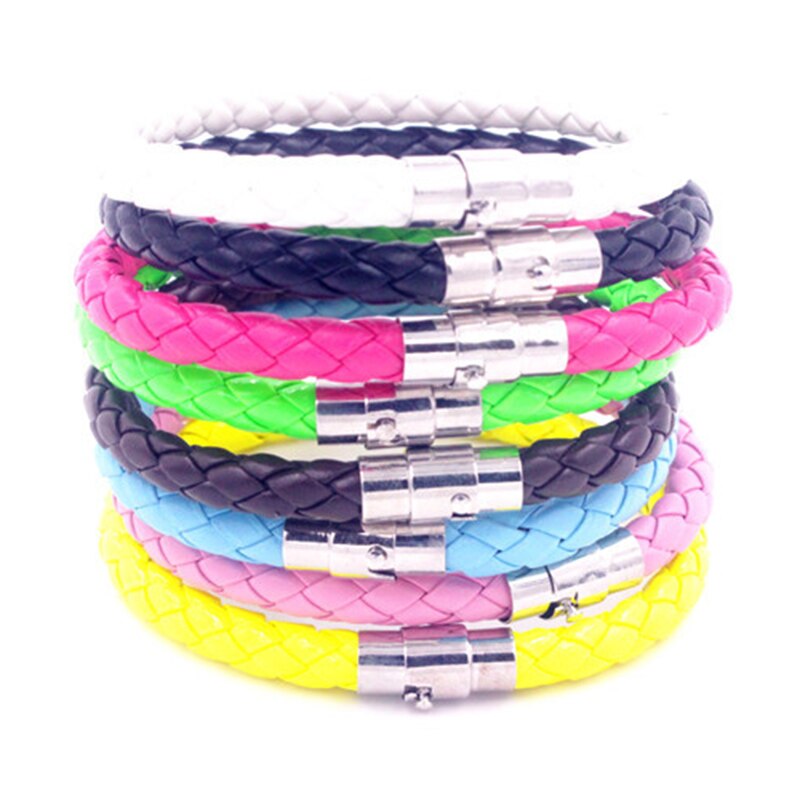 6MM PU Leather Braided Bracelet Magnetic Buckle Women Men Bracelet LL@17