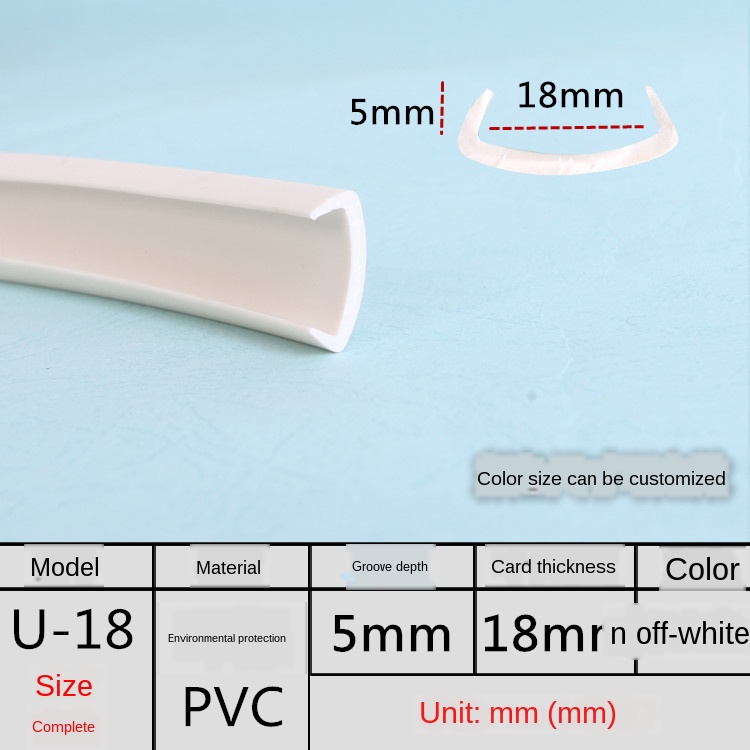 Banda en U para bordes de muebles, banda de borde de PVC suave de 3MM, 5MM, 9MM, 10MM, 12MM, 14MM, 16MM, 18MM-50MM, blanco, Beige, gris, Negro, Rojo