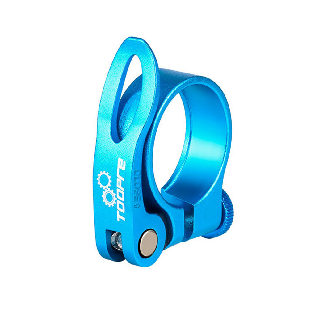 Bike Seat Post Clamp Aluminum Alloy Bicycle Quick Release Seatpost Tube Clip Universal Saddle Fixing Clamp Ring Bicycle Part: 31.8mm blue