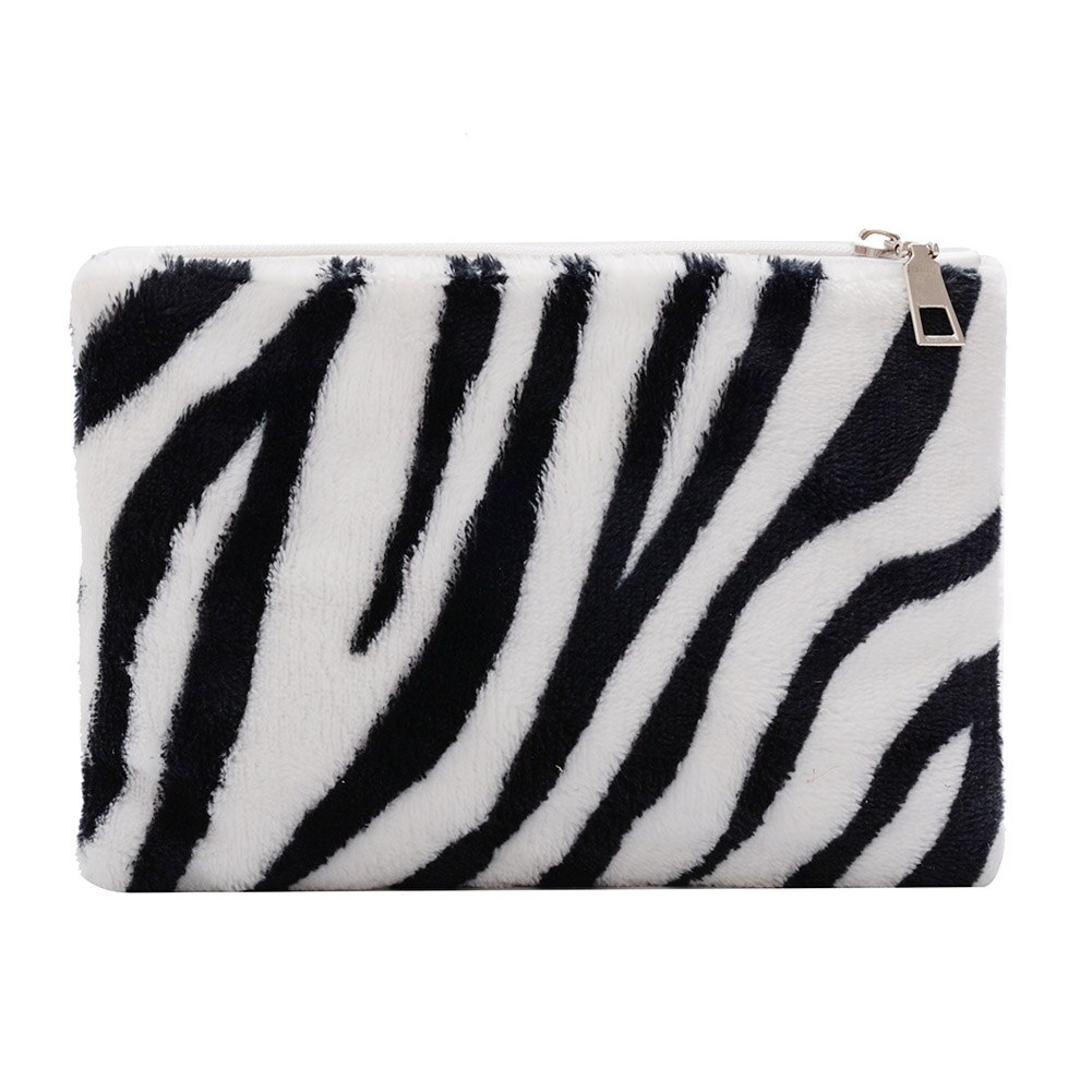 Mode Koe Zebra Patroon Pluche Portemonnees Vrouwen Meisjes Mini Opbergtas Credit Card Wallet Pocket Koppelingen Handbaag: Zebra pattern