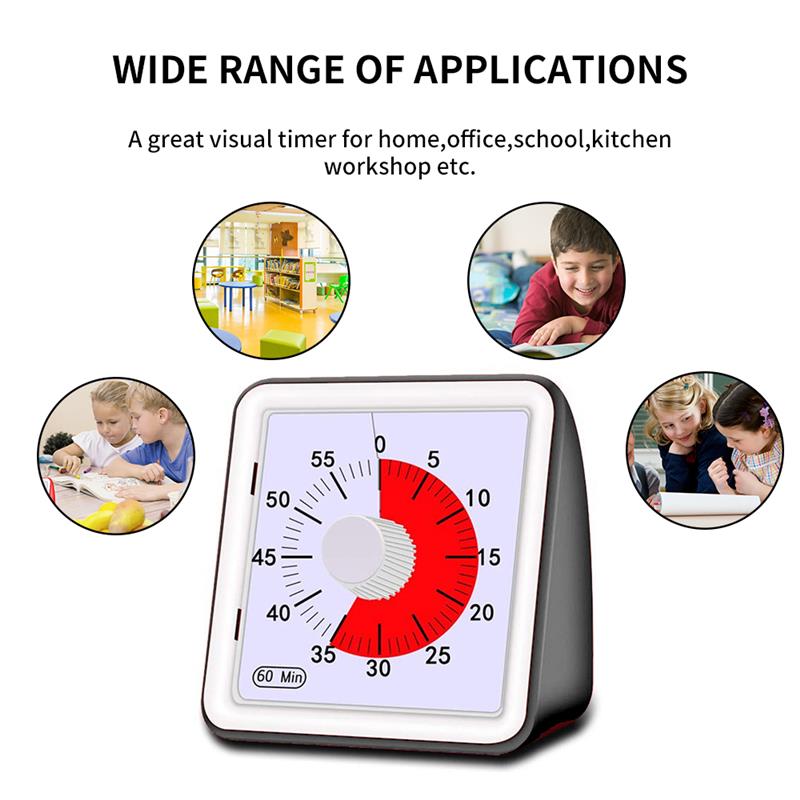 60 Minutes Analog Visual Timer, Silent Countdown, Time Management Tool For Children And Adults Visual Analog Timer