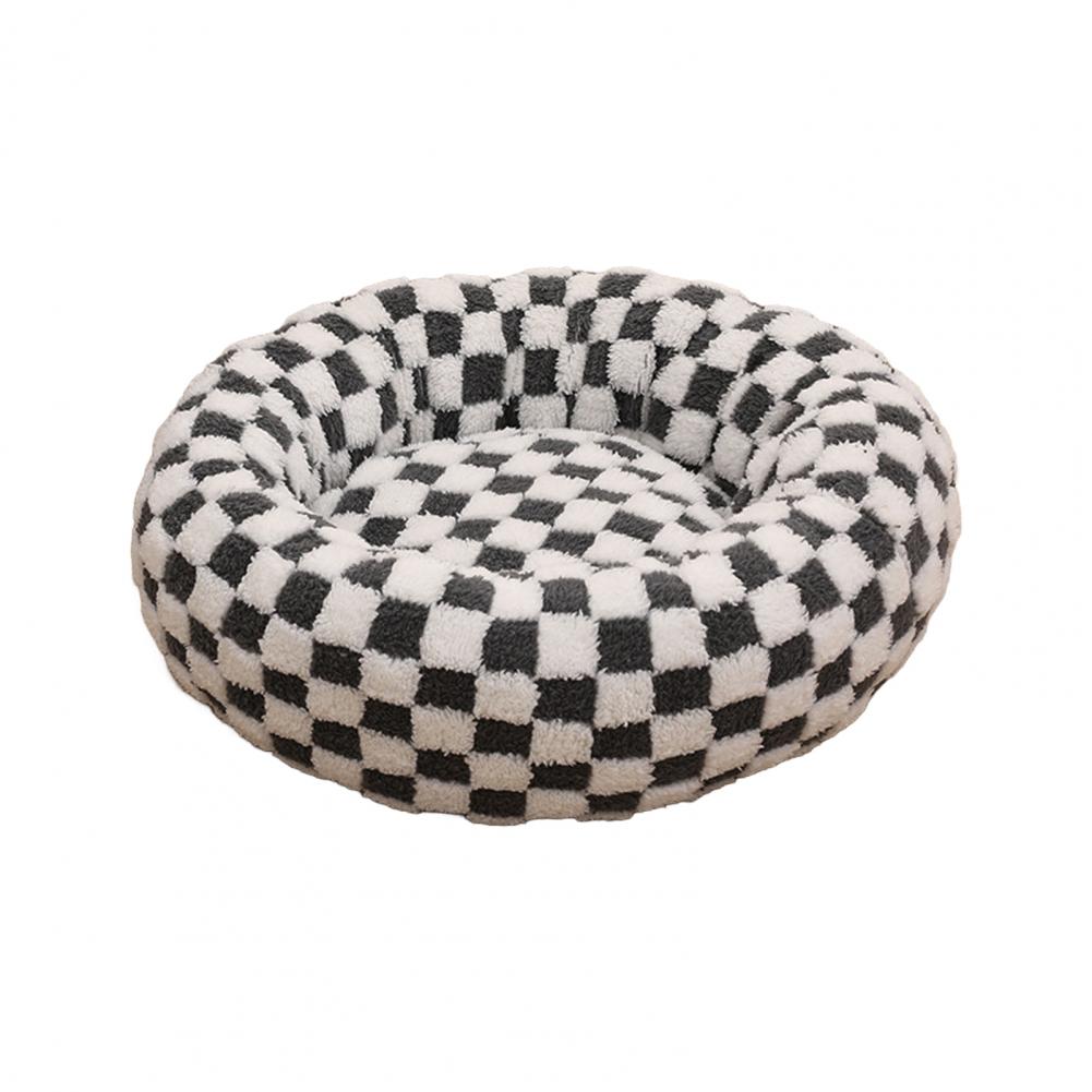 Donutvormig honden- en kattenmandje, antislip, knus huisdierbedje, pluche zacht kussen, rustgevend warm nest voor kleine honden en katten: M / Geel
