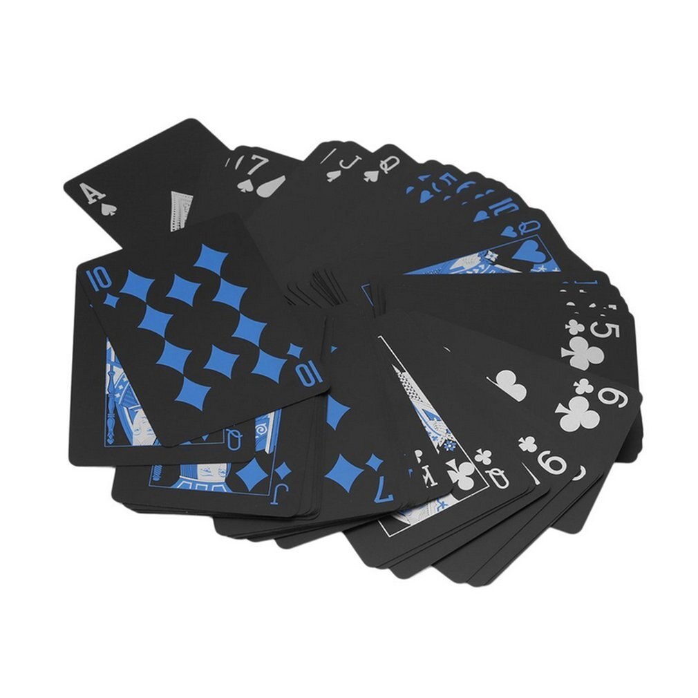 54pcs/deck Poker Waterproof PVC Plastic Playing Cards Set Classic Magic Tricks Tool Pure Color Black Magic Box-packed