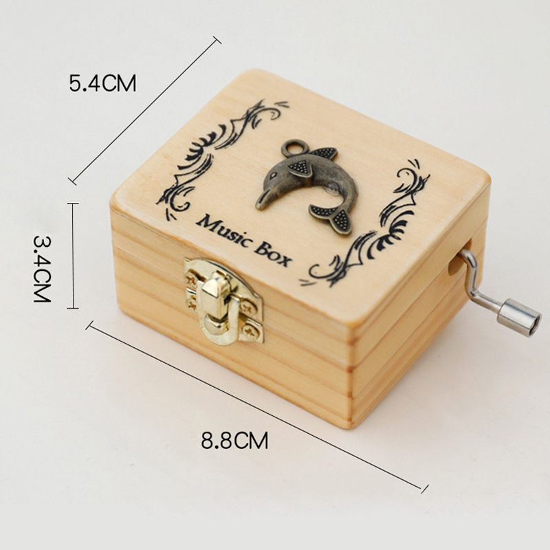 Wood Carving and Color Printing Music Box Cute Animal Music Box Hand Crank Wooden Music Box Children's Birthday Valentine's Day: 5(without mirror)
