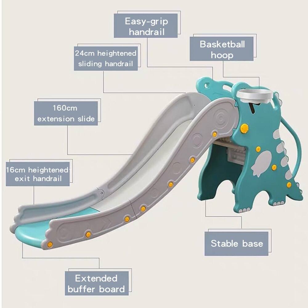 Baby Glijbaan Indoor Kleine Speeltuin Met Basketbal Doos Lange Verdikte Multifunctionele Leuke Draak Glijbaan Voor Kinderen N01