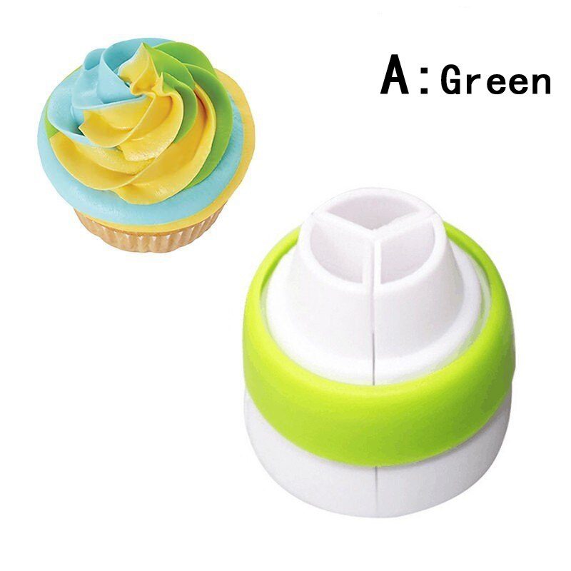 3 gaten taartdecoratie converter mix 3 kleuren glazuur spuitmond converter voor cupcake spuitmond converter cupcake decoratie: Groente