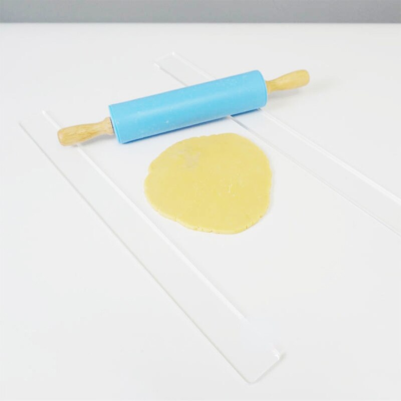 2Pcs Acrylic Biscuit Cake Rolling Tool Balance Ruler Fondant Icing Biscuit Thickness Ruler Biscuit Smoother Baking Accessories