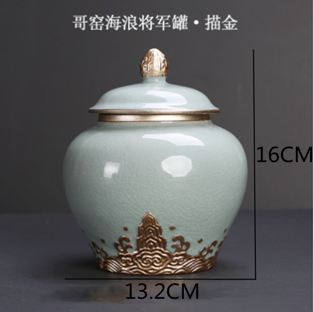Chinese-style Ceramic Large Tea Cans Sealed Cans Enamel Retro Generals Cans Dried Fruit Snack Storage Cans Home Decoration: A-1PCS
