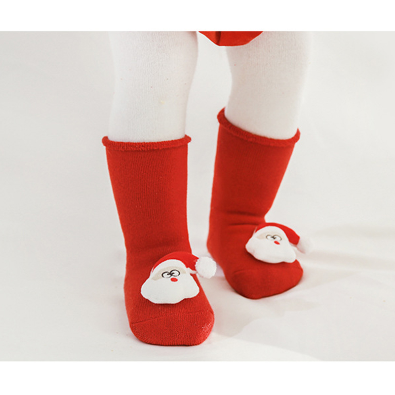 Calzini per bambini di natale albero babbo natale calzini da pavimento in cartone animato 3D calzino invernale suola antiscivolo per accessori per abbigliamento da bambino per bambina