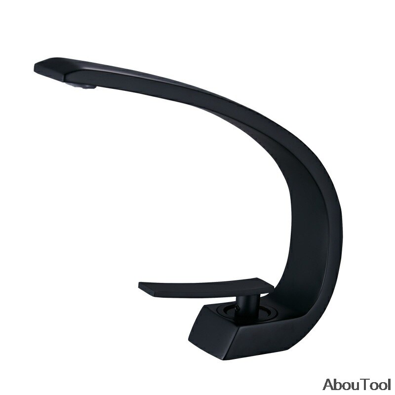 Basin Faucet Modern Bathroom Mixer Tap Black/Chrome Wash Basin Faucet Single Handle and Cold Waterfall Faucet Bathroom Kitch: black faucet