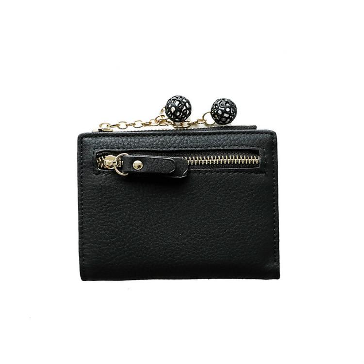 Cute Wallets PU Women Wallets Short wallet Student Coin Purse Card Holder Ladies Clutch Bag Cat Small Female Purse: Black