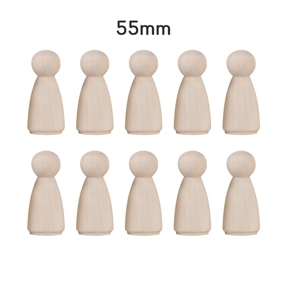 10Pcs 35/43/55/65mm Wooden Peg Dolls Girl Boy Wooden Dolls Kids Room Decor Handmade Diy Wooden Peg Dolls Blank Accessories: 06
