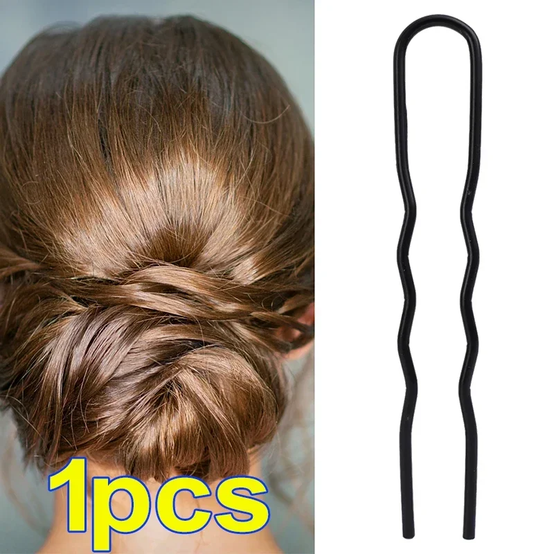 Clip de tenedor de pelo de Metal negro para mujer, peines con pasador, moño desordenado, Clip de horquilla, peines laterales, palos Updo, herramienta de Peinado: Plata