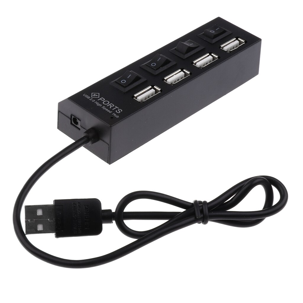 4- -poorts usb 2.0- hub voor mac pc usb-flashstations met aan/uit-schakelaars