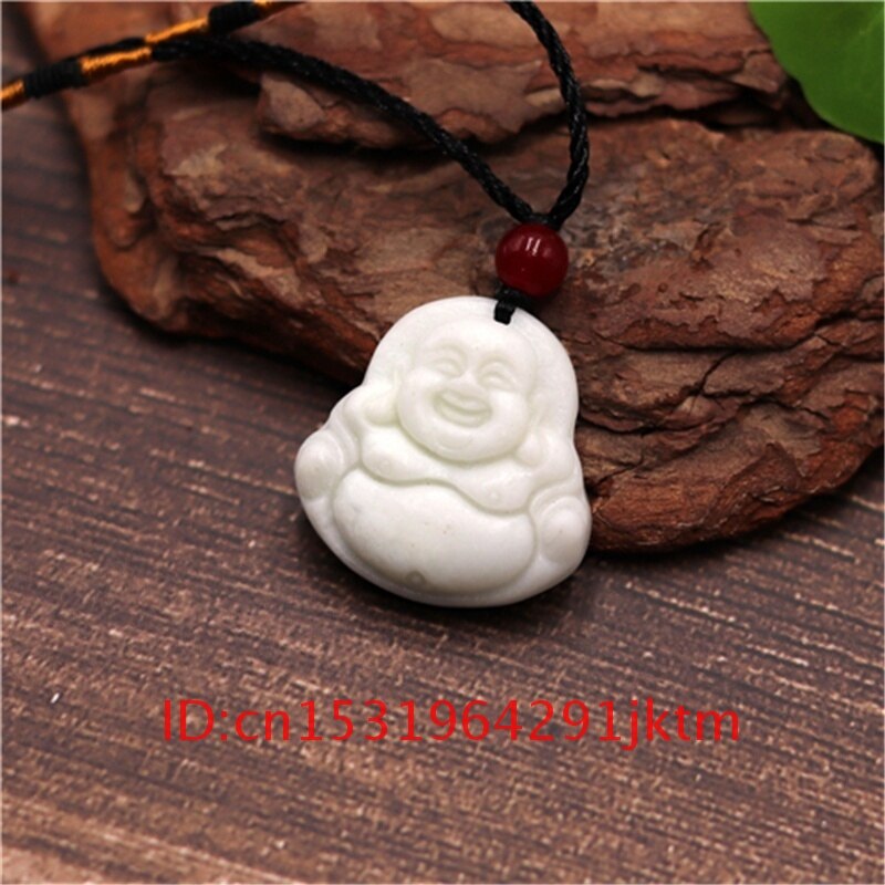 Collier amulette sculptée en Jade blanc pour homme, bijoux à breloque chinoise, accessoires, , bouddha, naturelle