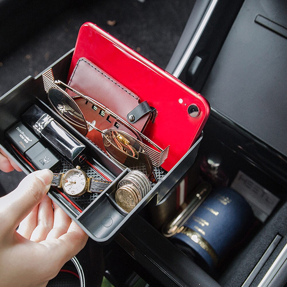 Til tesla model 3 bluestar tilbehør bil central armlæn opbevaringsboks auto container handske organizer taske