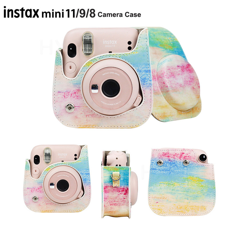 Camera Case Compatibel Met Fujifilm Instax Mini 11/9/8 Instant Film Camera, pu Lederen Tas Cover Met Verstelbare Schouderband: K