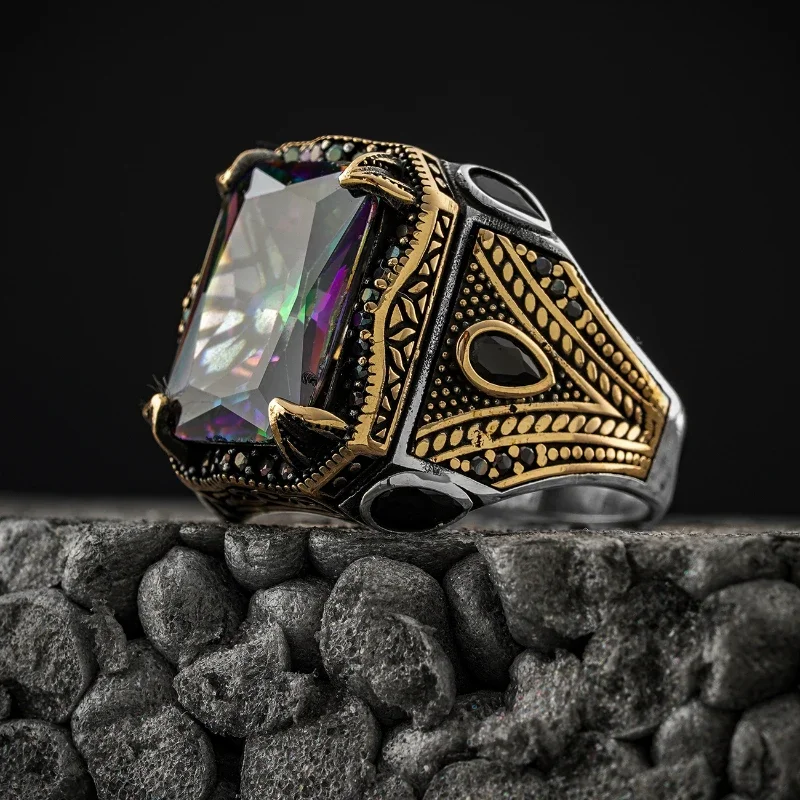 2023 Koperen Open Verstelbare Ringen Amber Edelsteen Persoonlijkheid Hoge Sieraden Turkije Mode Luxe Heren High-end Trouwringen