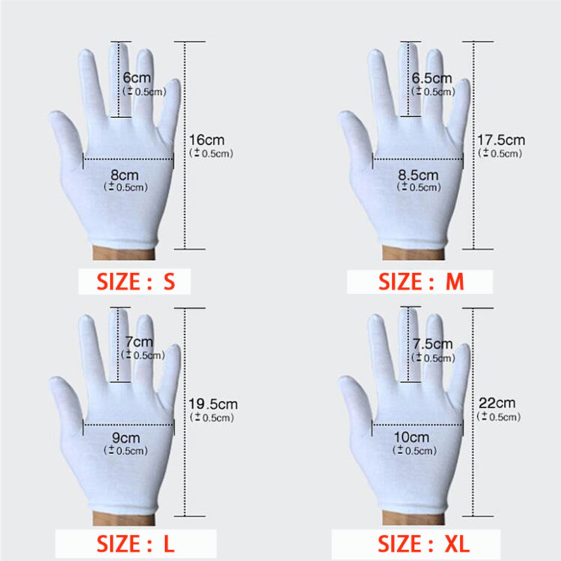 Gants de travail en coton blanc, 12 paires, mains sèches, Film de manipulation cérémonie, bijoux, gants d'inspection en argent, outils de nettoyage ménager