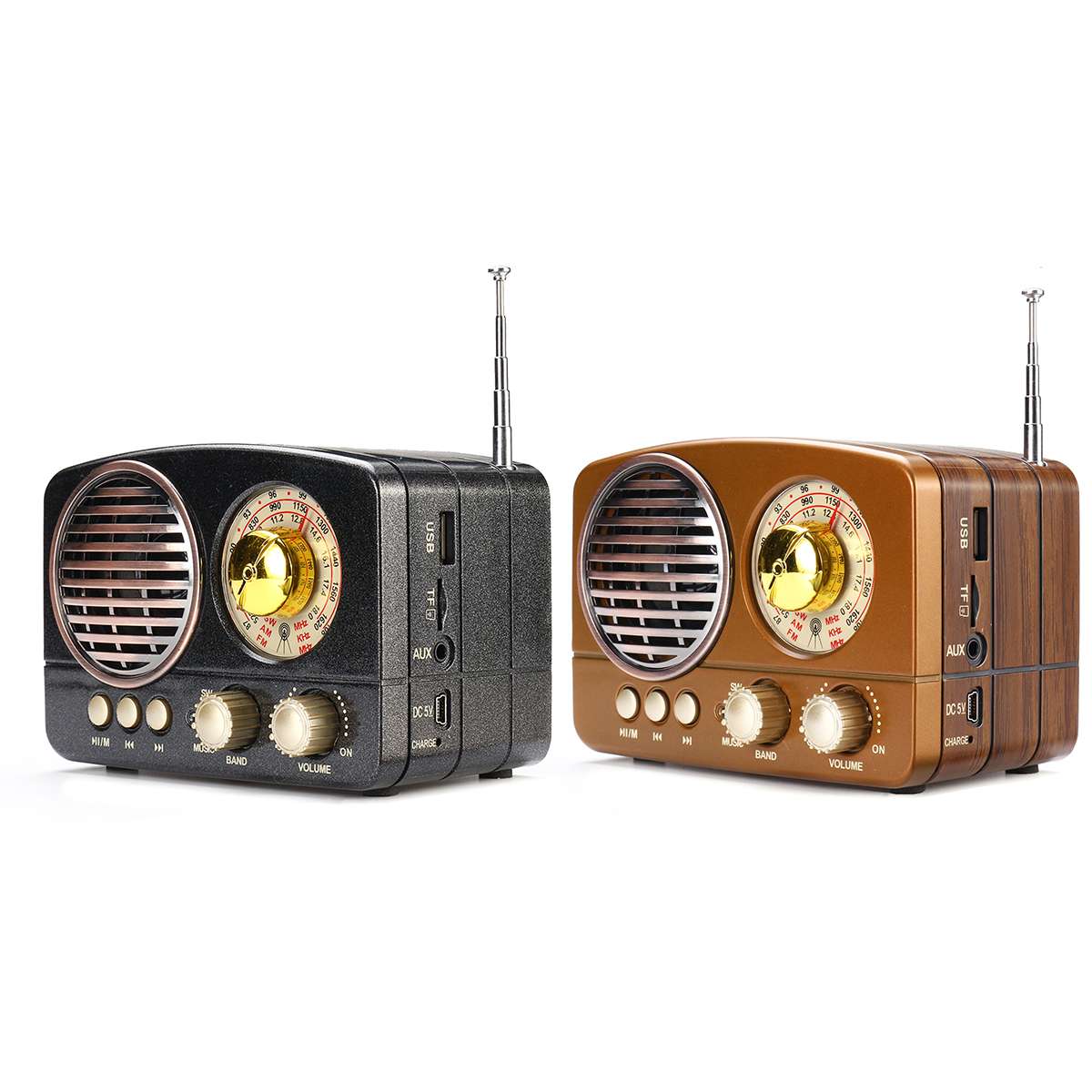 MIni Portable Retro Radio Handheld Receiver AM FM SW bluetooth Speaker AUX USB TF MP3 Phone Music Player Rechargeable Radio