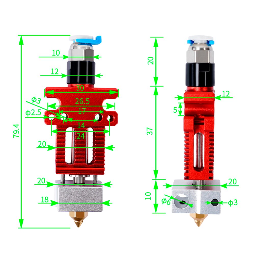 Full Metal Original CR-6 SE Hotend Kit Extrusion Assembled Extruder 3D Printer Parts for Creality CR-6 SE CR5 PRO