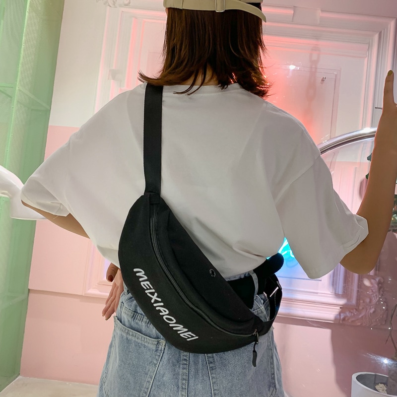 Summer Crossbody Bags Women's Waist Bag Fanny Packs Belt Hips Kindey Bag Zipper Hip Pop Chest Phone Purse Canvas Shoulder Bag