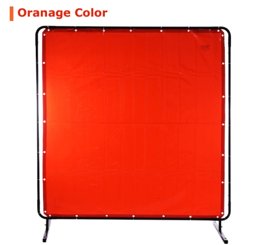 Fire Proof Flame Retardant Welding Blanket Welding Shield 6'X6' Translucent Anti UV Anti-UV Vinyl Welding Screens Curtain: Orange Red Color / 1.74 M X 2.34 M