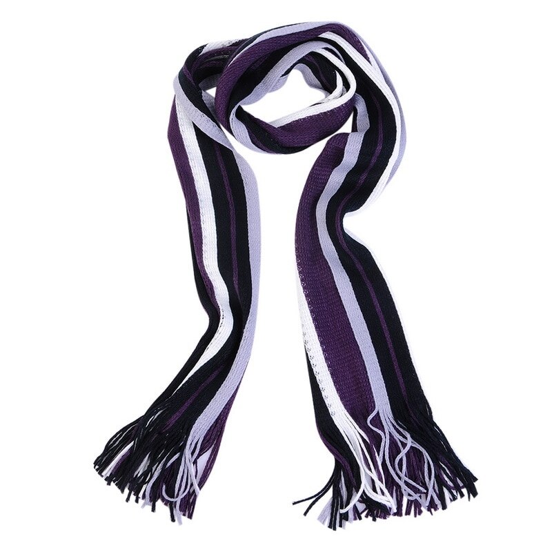 Winter Scarf Men Striped Cotton Scarf Male Brand Shawl Wrap Knit Cashmere Bufandas Long Tassel Scarf Men: purple