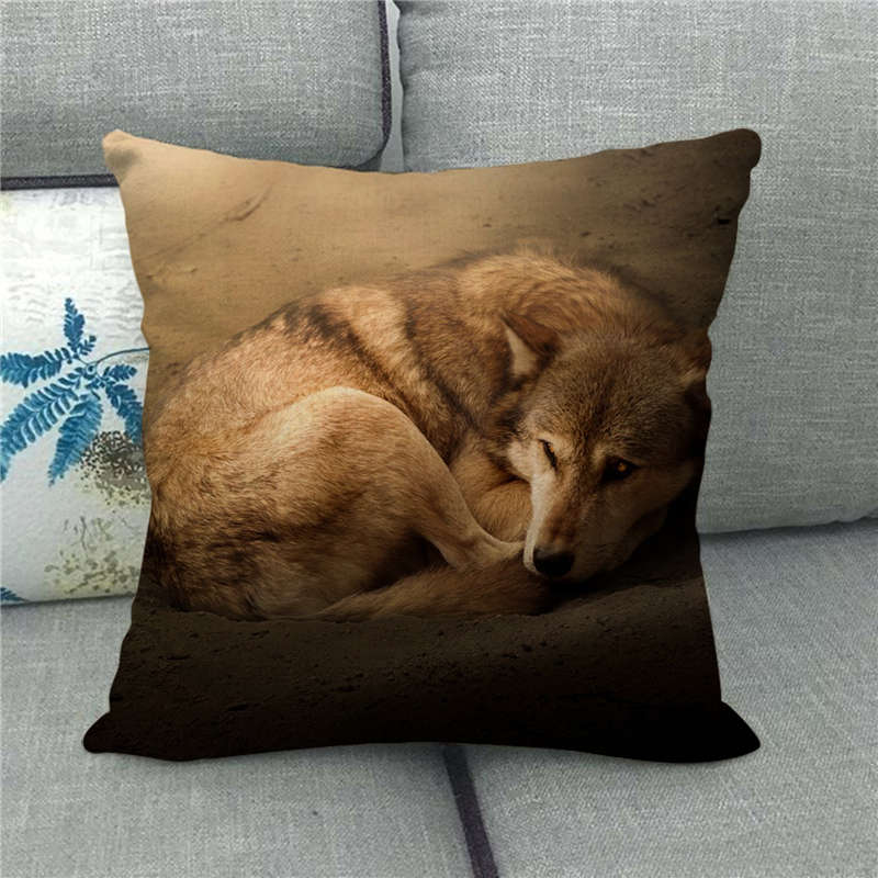 Poszewki na poduszki okrutna bestia wilk poduszka w kształcie zwierzęcia pokrywa 45x45cm dekoracja salonu domu pościel/bawełna poszewka na poduszkę Decor: 17