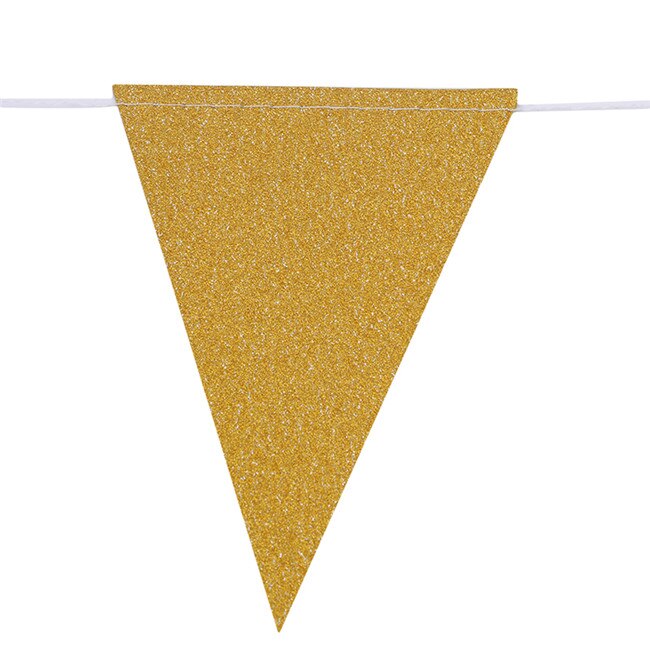 Glitter bunting papper banderoll guld flisa rosa flagga banderoll girland gör-det-själv hem event fest bröllop dekor festtillbehör: Flash guld