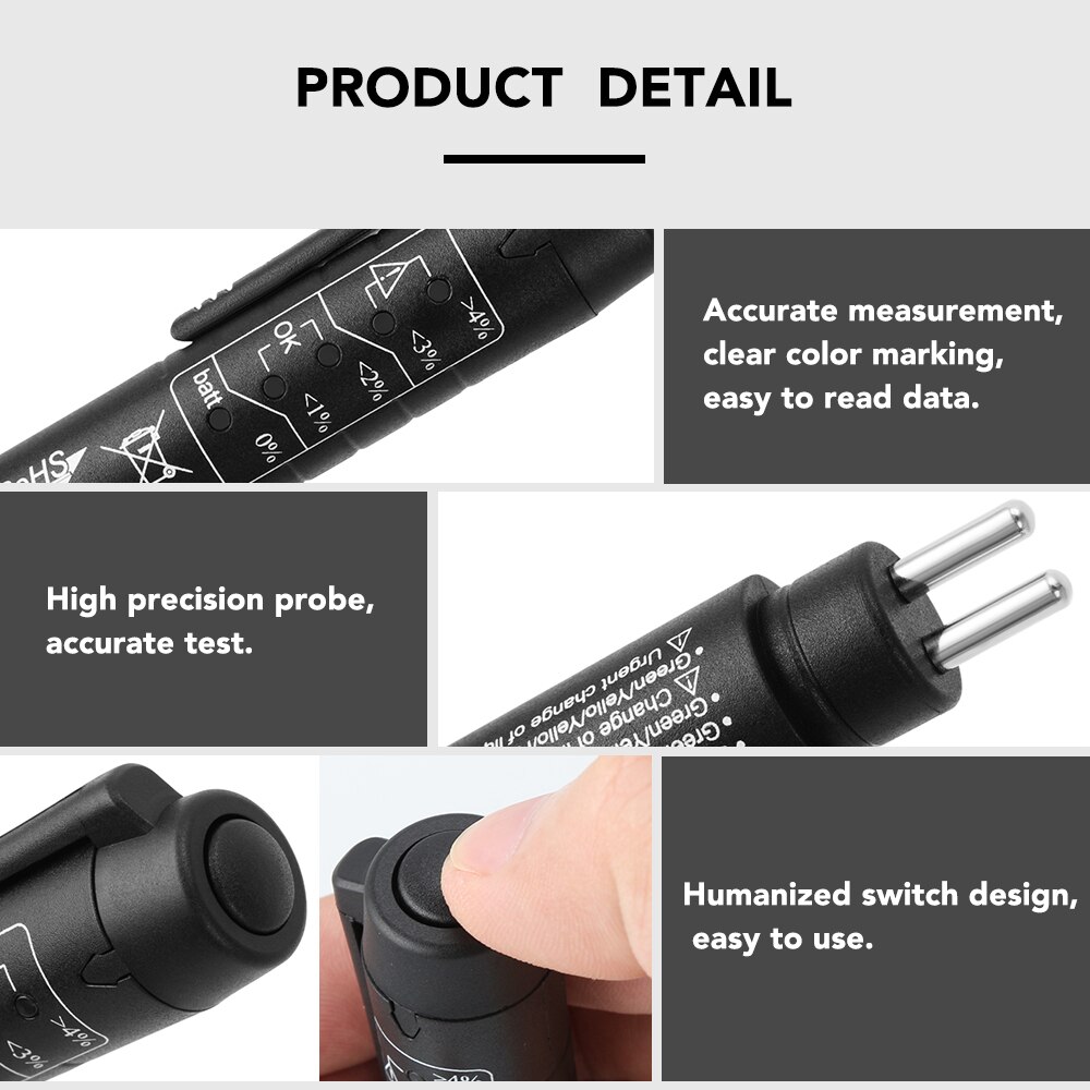 Universal Remvloeistof Tester Olie Controleren Pen Auto Brake Liquid Met 5 Led Display Testen Mositure Auto Diagnostic Tools