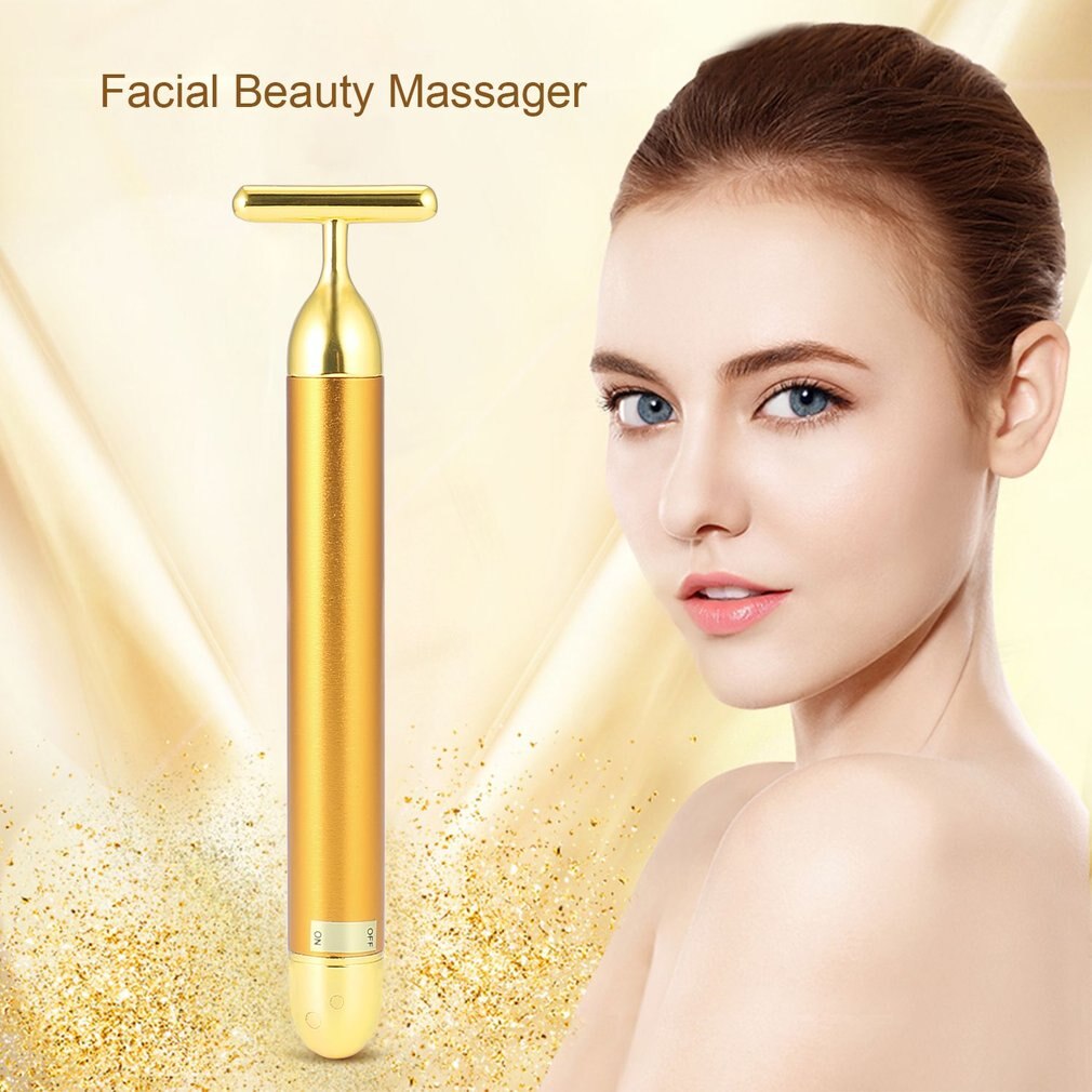 24K Gold Afslanken Gezicht Roller Kleur Trillingen Facial Beauty Roller Massager Stick Lift Huidverstrakking Rimpel Bar