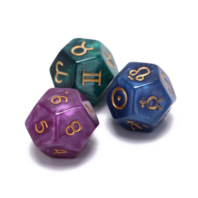 3Pcs 20 Mm Astrologische Dobbelstenen Set Multi-Facet Resin Dice Voor Constellation Games Entertainment