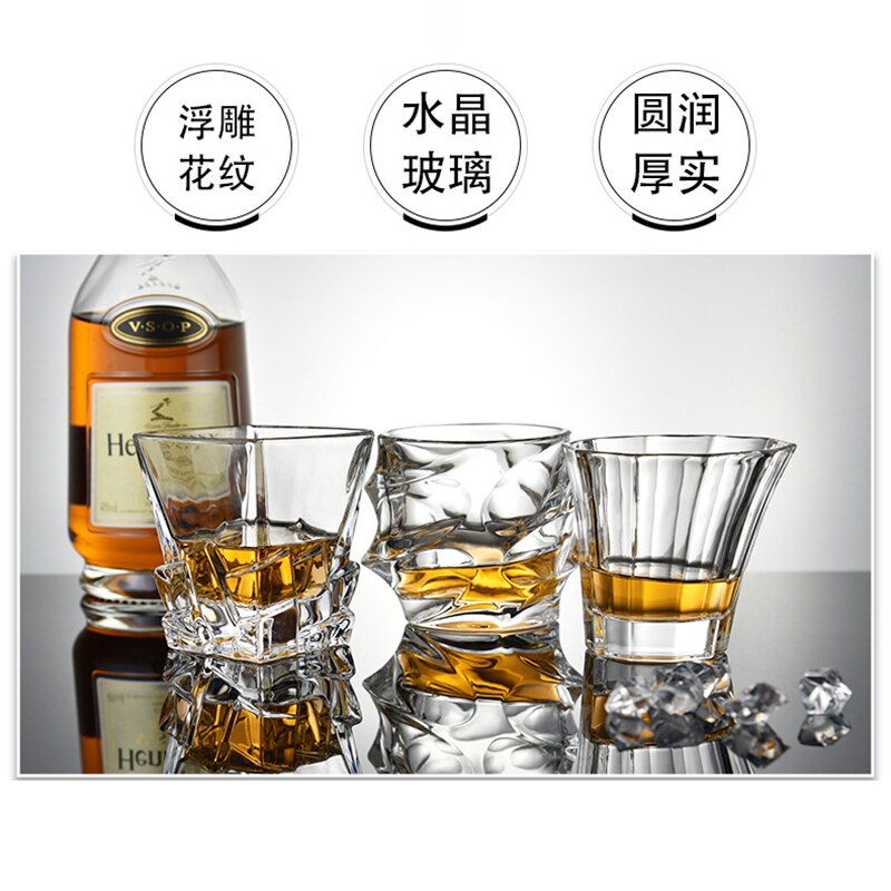 Vasos gruesos de para Bar, vasos de cristal irregulares cilíndricos con fondo de cristal para whisky, Brandy, vaso de vino exterior