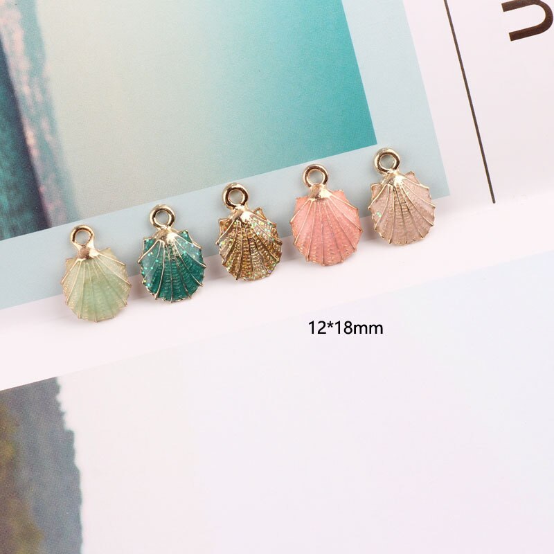 15pcs Cute Starfish Conch Sea Shell Charms Pendants Ocean Style Anklet Bracelet Necklace Jewelry DIY Craft Accessories