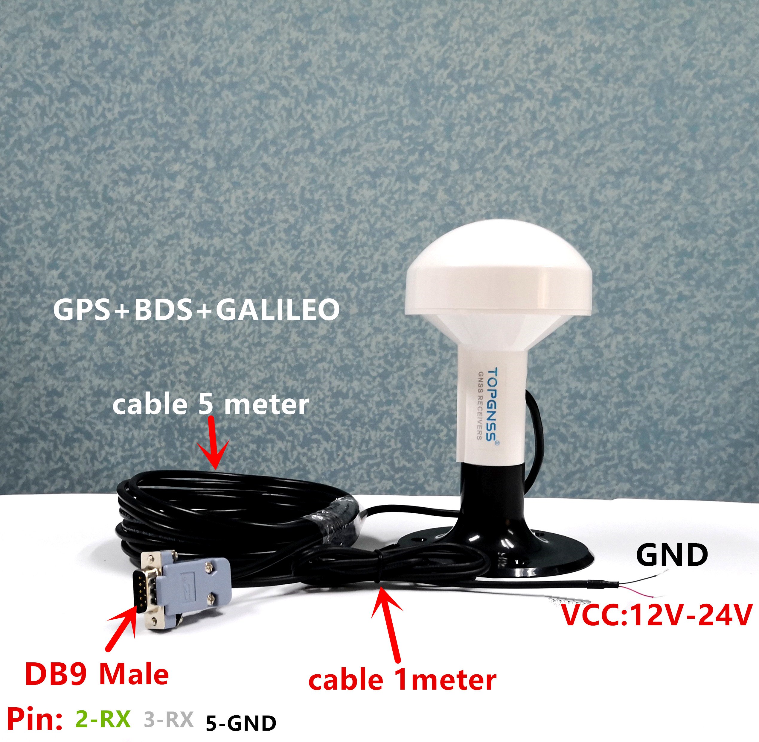 TOPGNSS 12V RS232 protocol marine boat ship GPS GNSS receiver antenna module agriculture 4800bps DIY connector plastic base DB9