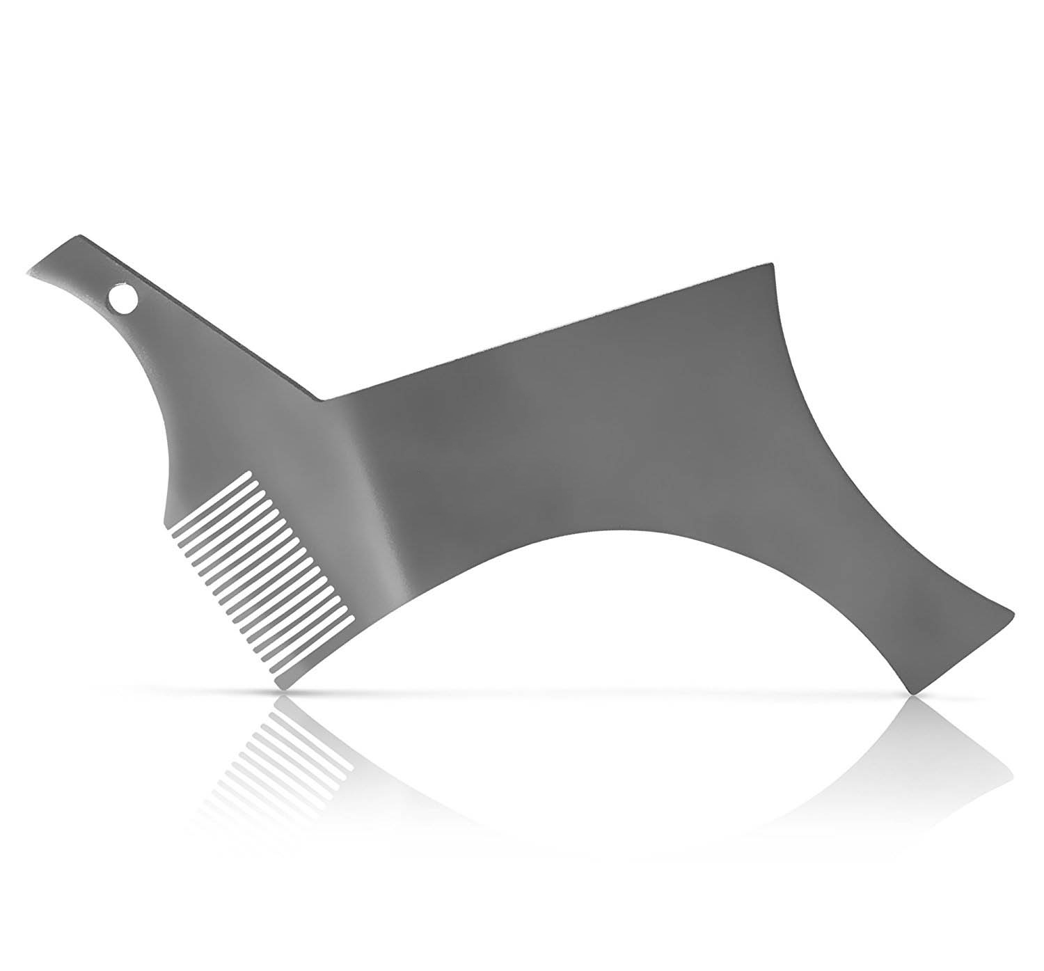 Plantilla de barba para hombre, herramienta de estilismo, peine moldeador de barba de doble cara, herramienta de belleza para hombre, herramienta de afeitar para depilación: Plata