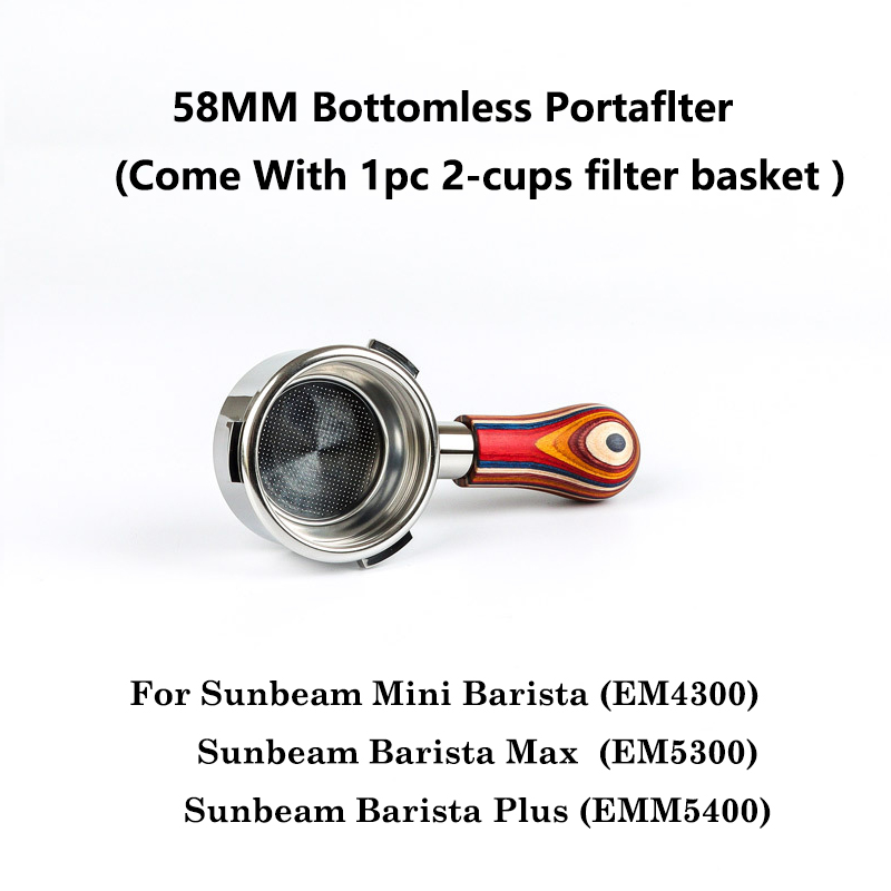 Sunbeam 58mm Bottomless Naked Portafilter 3 ears Filter Holder for Sunbeam Mini Barista/Barista Max/Barista Plus Coffee Machine: GRAY