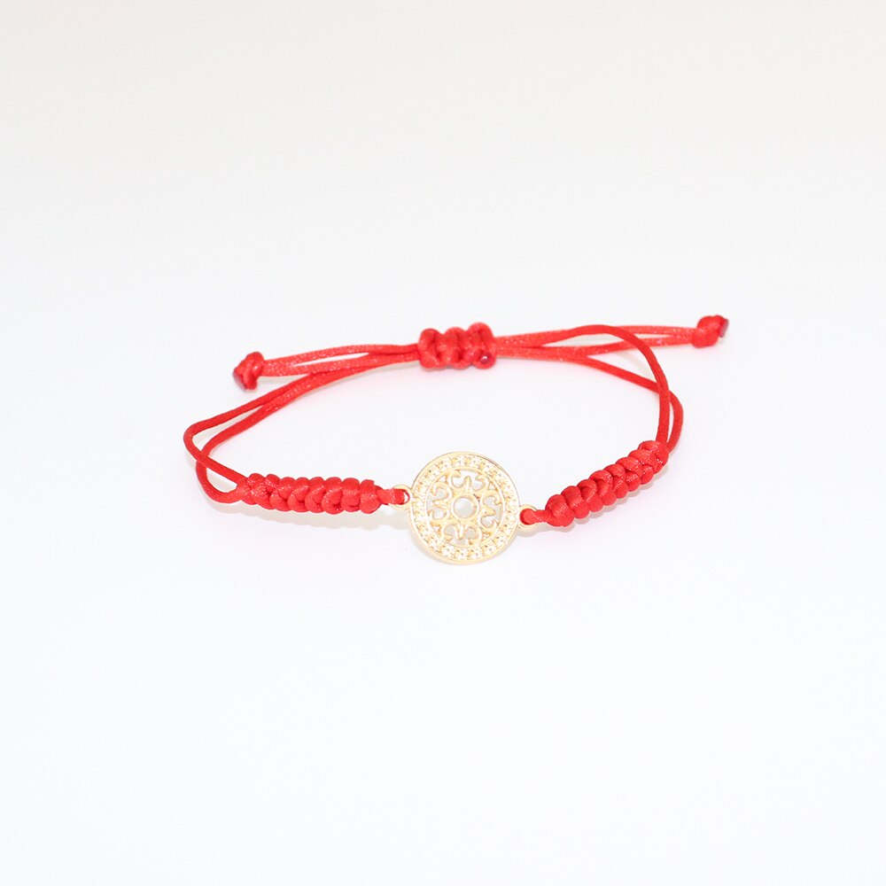 hecha a mano tejido pulsera de cuerda roja brazalete de aleación de oro accesorios de Metal para Mujeres Hombres brazalete simple de joyería