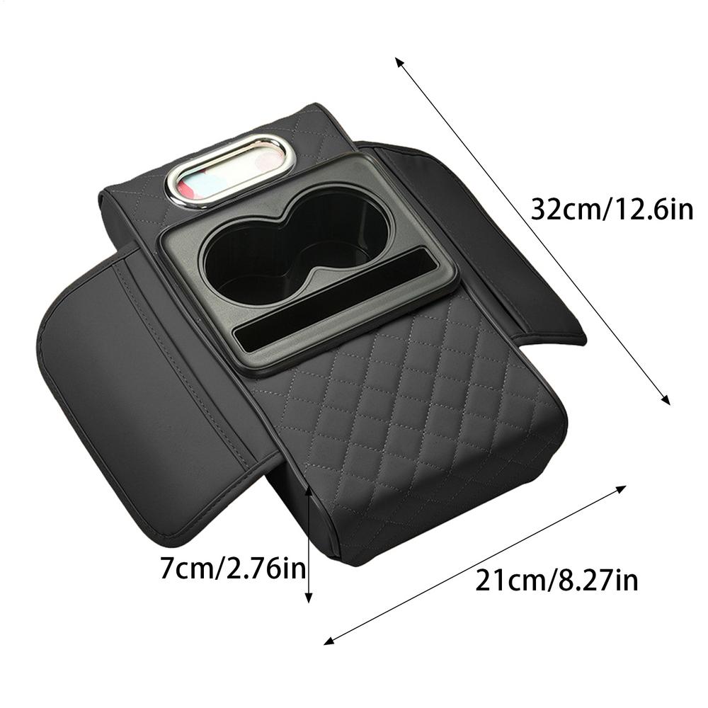 Cubierta para reposabrazos de coche, compartimento central para coche, reposabrazos, soporte para teléfono, funda protectora, cojín, almohadilla de elevación para reposabrazos, accesorios para coche: Negro
