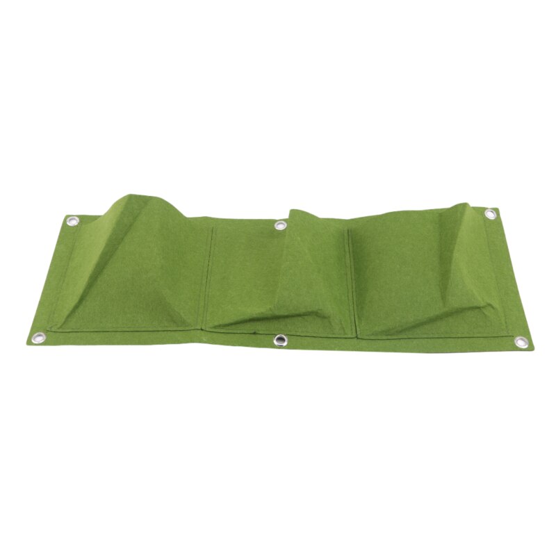 Sac de plante en feutre Non tissé mural de poche verte sac de fournitures de jardinage de fleurs de plantation de plantes vertes: 3pockets